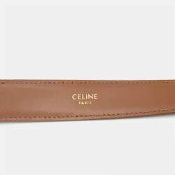 Pre Owned Celine Brown Leather Triomphe Buckle Belt 80 CM