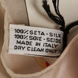 Celine Beige Logo Print Silk Square Scarf