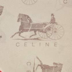 Celine Beige Logo Print Silk Square Scarf
