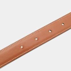 Pre Owned Celine Brown Leather Triomphe Buckle Belt 70CM