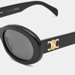 Pre Owned Celine Black CL40194U Triomphe Frame Oval Sunglasses