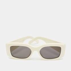 Pre Owned Celine Off White/Black CL40282U Triomphe Frame Rectangle Sunglasses