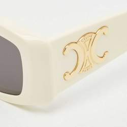 Pre Owned Celine Off White/Black CL40282U Triomphe Frame Rectangle Sunglasses