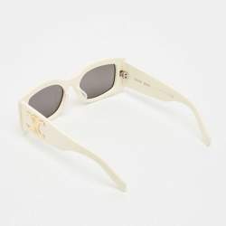 Pre Owned Celine Off White/Black CL40282U Triomphe Frame Rectangle Sunglasses