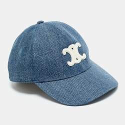 Pre Owned Celine Blue Union Wash Denim Triomphe Baseball Cap M