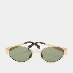 Pre Owned Celine Black/Gold Tone CL40235U Triomphe Oval Sunglasses