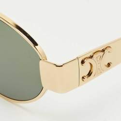 Pre Owned Celine Black/Gold Tone CL40235U Triomphe Oval Sunglasses