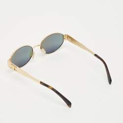 Pre Owned Celine Black/Gold Tone CL40235U Triomphe Oval Sunglasses