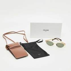 Pre Owned Celine Black/Gold Tone CL40235U Triomphe Oval Sunglasses