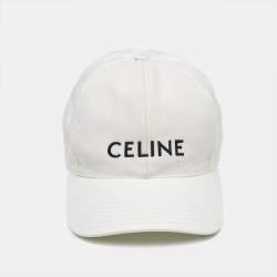 Pre Owned Celine White Logo Embroidered Cotton Baseball Cap M