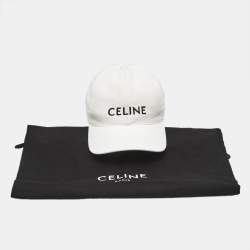 Pre Owned Celine White Logo Embroidered Cotton Baseball Cap M