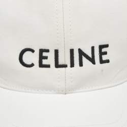 Pre Owned Celine White Logo Embroidered Cotton Baseball Cap M
