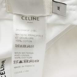 Pre Owned Celine White Logo Embroidered Cotton Baseball Cap M
