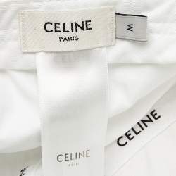 Pre Owned Celine White Logo Embroidered Cotton Baseball Cap M