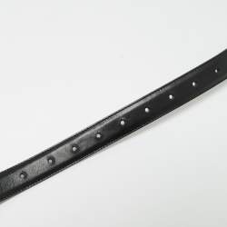 Pre Owned Celine Black Leather Triomphe Buckle Belt 90CM