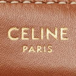 Pre Owned Celine Brown Leather Triomphe Buckle Belt 80CM