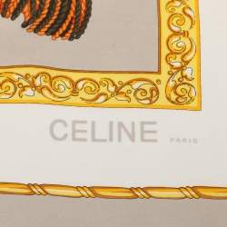 Pre Owned Celine Multicolor Tassel Print Silk Scarf