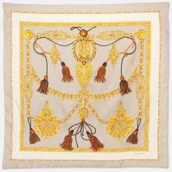 Pre Owned Celine Multicolor Tassel Print Silk Scarf
