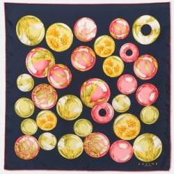 Pre Owned Celine Navy Blue Multicolor Printed Silk Scarf