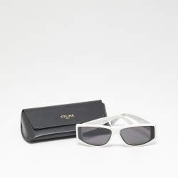Pre Owned Celine White/Brown CL40227U Triomphe Rectangle Sunglasses