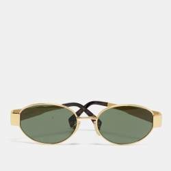 Pre Owned Celine Green/Gold Tone CL40235U Triomphe Oval Sunglasses