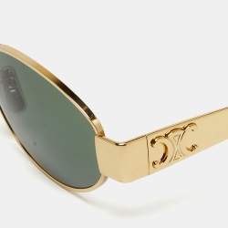 Pre Owned Celine Green/Gold Tone CL40235U Triomphe Oval Sunglasses