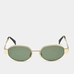 Pre Owned Celine Black/Gold CL40235U Triomphe Oval Sunglasses