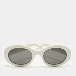Pre Owned Celine White/Black CL40194U Triomphe Oval Sunglasses