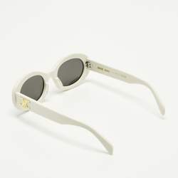Pre Owned Celine White/Black CL40194U Triomphe Oval Sunglasses