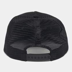 Pre Owned Celine Black Logo Print Cotton Tucker Cap L