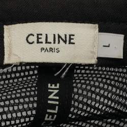 Pre Owned Celine Black Logo Print Cotton Tucker Cap L