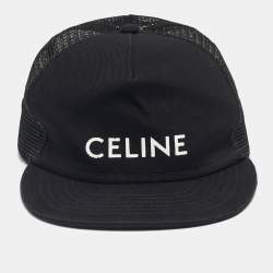 Pre Owned Celine Black Logo Print Cotton Tucker Cap L
