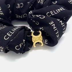 Pre Owned Celine Black Silk hair scrunchie