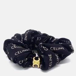 Pre Owned Celine Black Silk hair scrunchie