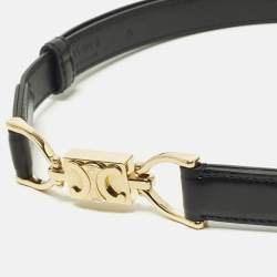 Pre Owned حزام سيلين ماكادام قابل للتعديل إبزيم جلد أسود