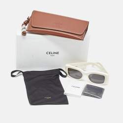 Pre Owned نظارة شمسية سيلين CL40282U تريونف مستطيلة أبيض/أسود