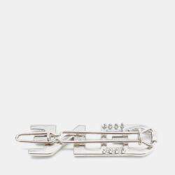 Pre Owned مُثبّت شعر Celine مطلي بالفضة