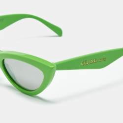Pre Owned Celine Light Green/Black Mirrored CL400191 Cat Eye Sunglasses