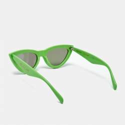 Pre Owned Celine Light Green/Black Mirrored CL400191 Cat Eye Sunglasses