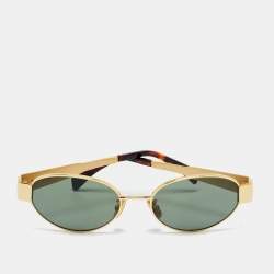 Pre Owned Celine Green/Gold Tone CL40235U Triomphe Oval Sunglasses