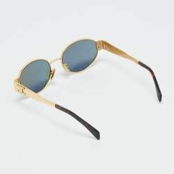 Pre Owned Celine Green/Gold Tone CL40235U Triomphe Oval Sunglasses