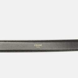 Pre Owned Celine Triomphe 80 CM Buckle Belt Black Leather