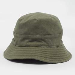 Pre Owned Celine Green Gabardine Logo Embroidered Triomphe Bucket Hat M 