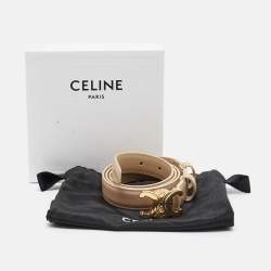 Pre Owned Celine Triomphe 85 CM Buckle Belt Beige Leather