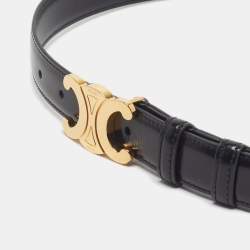 Pre Owned Celine Triomphe 80 CM Buckle Belt Black Leather