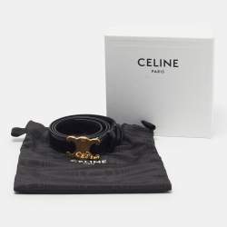 Pre Owned Celine Triomphe 80 CM Buckle Belt Black Leather