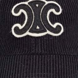 Pre Owned Celine Black Logo Applique Corduroy Triomphe Baseball Cap M 