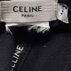 Pre Owned Celine Black Logo Applique Corduroy Triomphe Baseball Cap M 