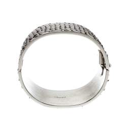 Celine Grey Python Leather Silver Tone Wide Cuff Bracelet