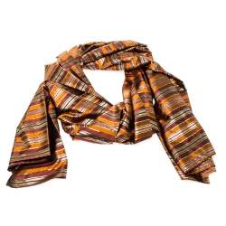Pre Owned Celine Multicolor Metallic Striped Silk Scarf